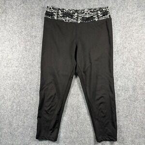 Take A Walk Active Cropped Leggings Medium Black Patterned Waistband Lycra Blend